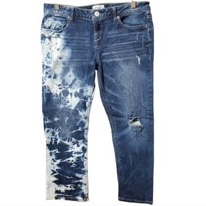 Women's Blue Distressed Reverse Tie-Dye  Jeans Bayla Skinny Capri Size 9/10